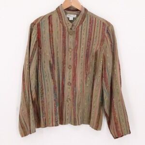 Vtg Coldwater Creek Silk Blend Blazer Womens Boho Indie Peasant Granola‎ Size PL